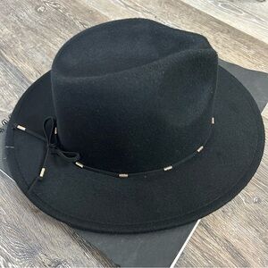 HAT 🎓 Marcus Adler New York Felted Hat - Black with Cord Detail - One Size
